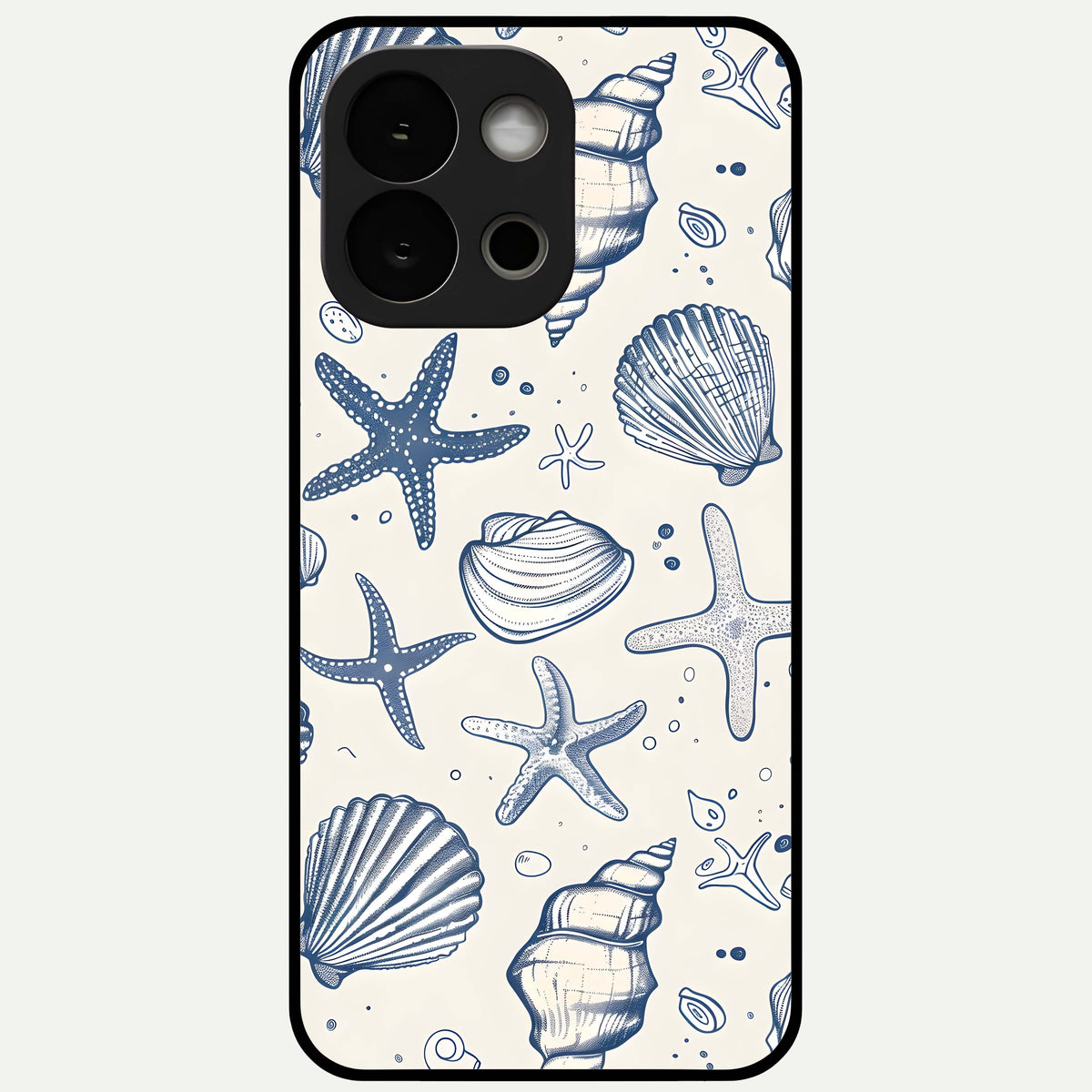  Blue Ocean Outline Glass Case For OnePlus 13S back cover – full design glossy printed glass finish