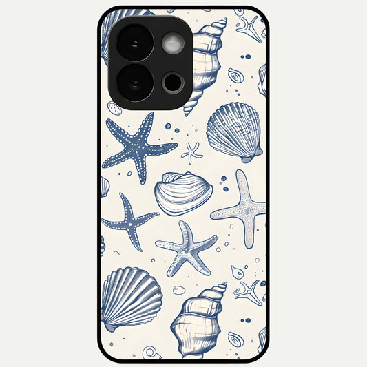  Blue Ocean Outline Glass Case For OnePlus 13S back cover – full design glossy printed glass finish