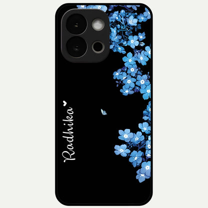  Blue Petal Dream Custom Name Glass Case For OnePlus 13S back cover – full design glossy printed glass finish