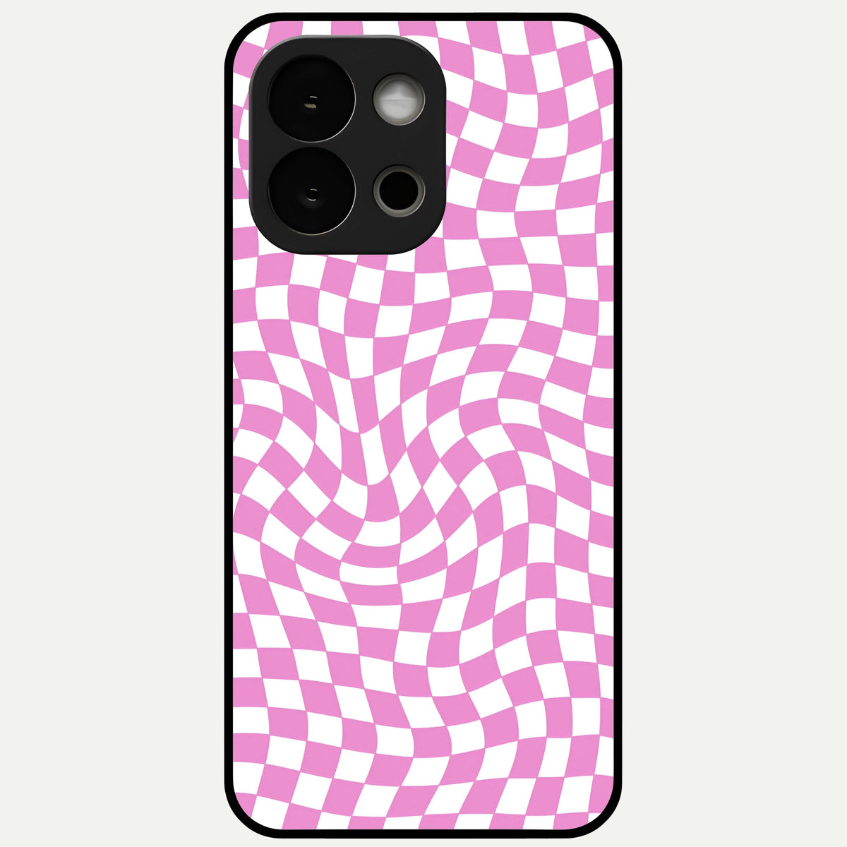  Bubblegum Check Wave Glass Case For OnePlus 13S back cover – full design glossy printed glass finish