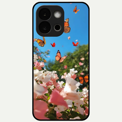  Butterflies In Bloom Sky Glass Case For OnePlus 13S back cover – full design glossy printed glass finish