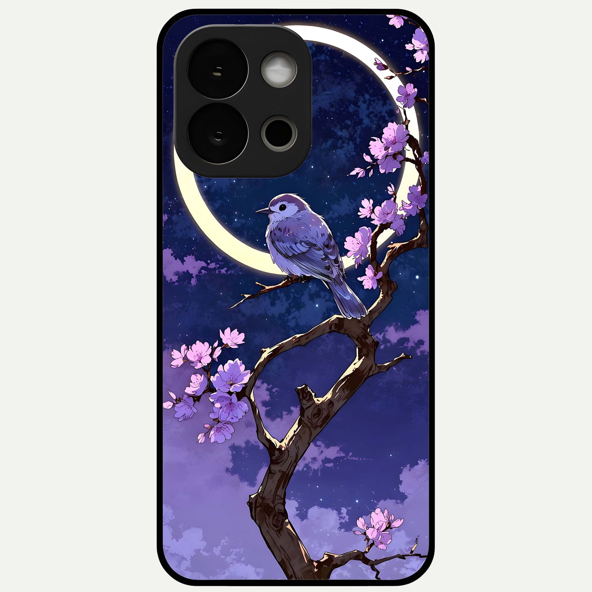  Celestial Bird Blossom Glass Case For OnePlus 13S back cover – full design glossy printed glass finish