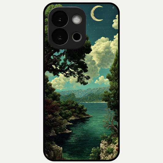  Celestial Lake Peace Glass Case For OnePlus 13S back cover – full design glossy printed glass finish