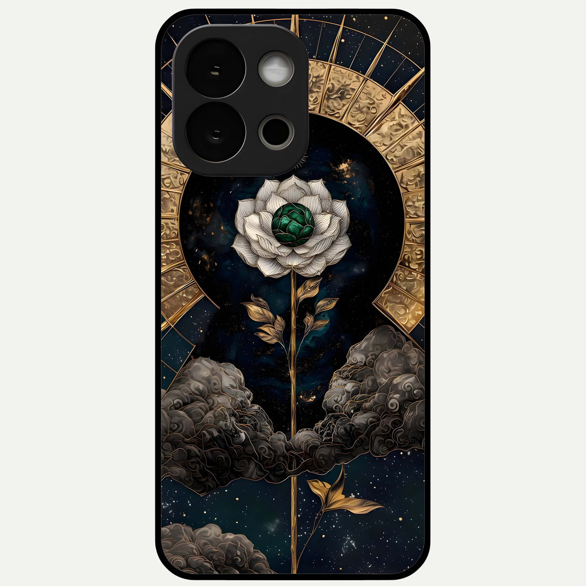  Celestial Lotus Morang Glass Case For OnePlus 13S back cover – full design glossy printed glass finish