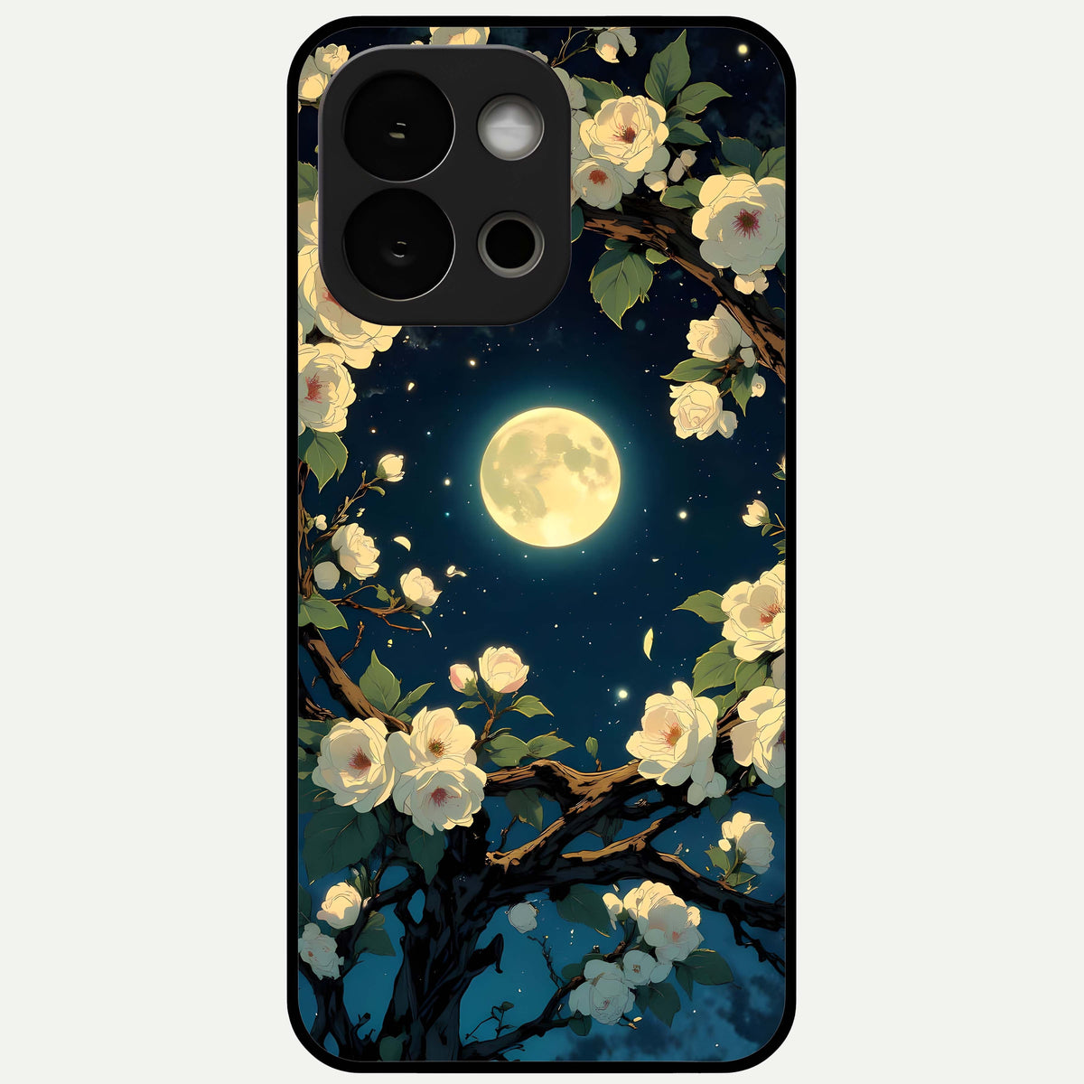  Celestial Moon And Flower Glass Case For OnePlus 13S back cover – full design glossy printed glass finish