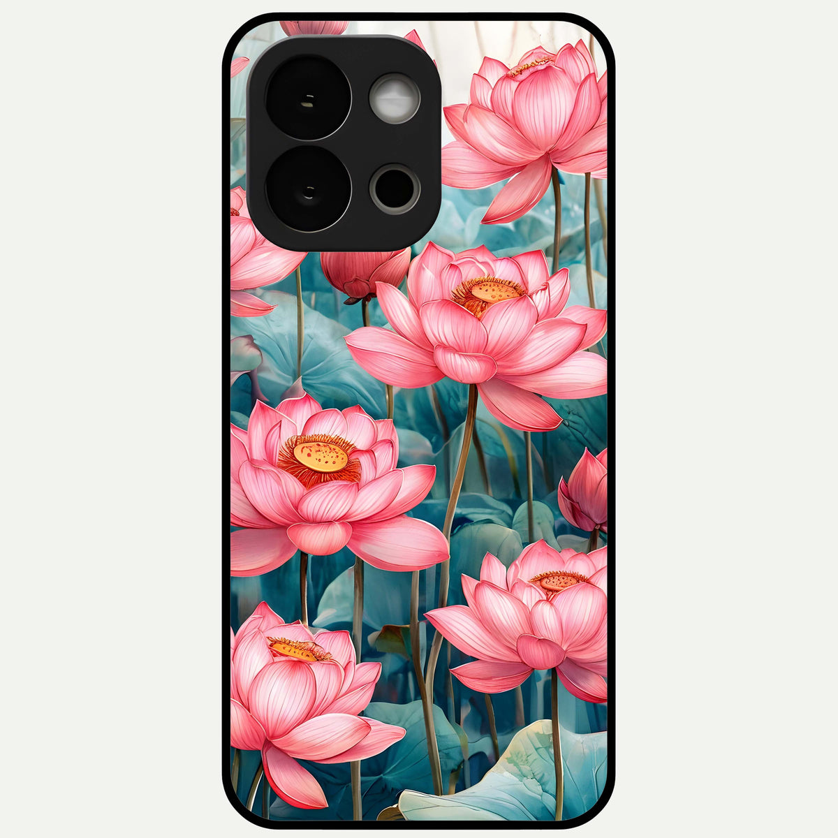  Celestial Pink Lotus Glass Case For OnePlus 13S back cover – full design glossy printed glass finish