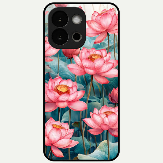  Celestial Pink Lotus Glass Case For OnePlus 13S back cover – full design glossy printed glass finish