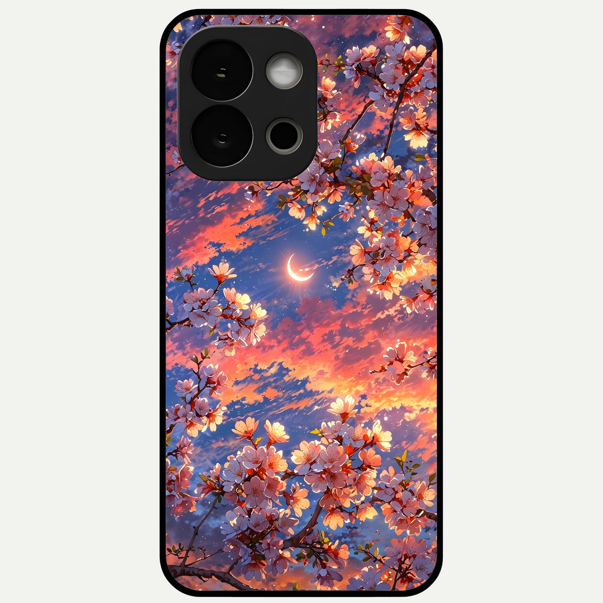  Celestial Sakura Sunset Glass Case For OnePlus 13S back cover – full design glossy printed glass finish