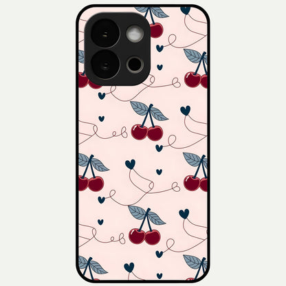  Cherry Heart Line Glass Case For OnePlus 13S back cover – full design glossy printed glass finish