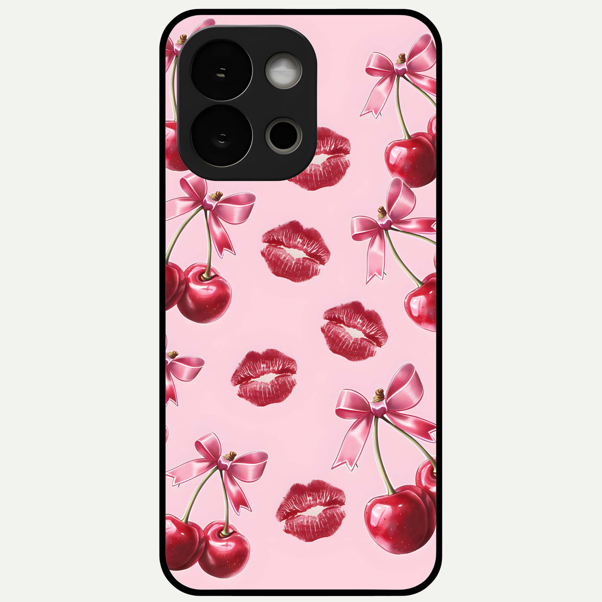  Cherry With Lips Glass Case For OnePlus 13S back cover – full design glossy printed glass finish