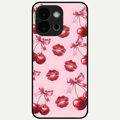  Cherry With Lips Glass Case For OnePlus 13S back cover – full design glossy printed glass finish