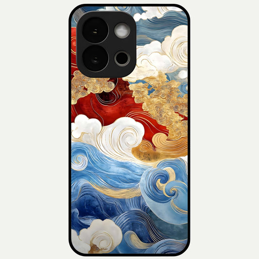 Colored Waves Glass Case For OnePlus 13S back cover – full design glossy printed glass finish