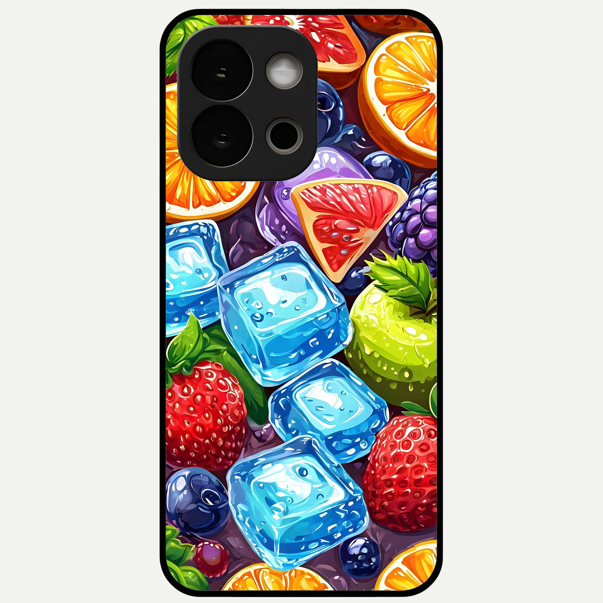  Colorful Fruits with Ice Glass Case For OnePlus 13S back cover – full design glossy printed glass finish