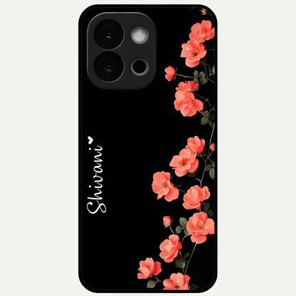  Crimson Bloom Grace Custom Name Glass Case For OnePlus 13S back cover – full design glossy printed glass finish