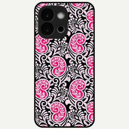  Crimson Paisley Charm Glass Case For OnePlus 13S back cover – full design glossy printed glass finish