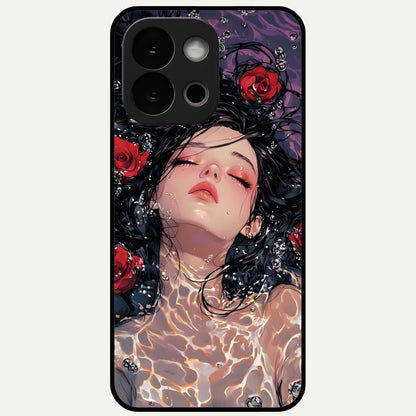  Crimson Rose Serenity Glass Case For OnePlus 13S back cover – full design glossy printed glass finish