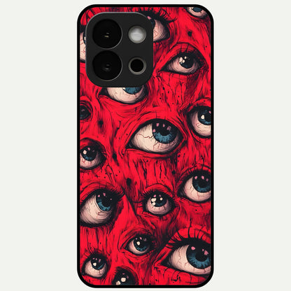  Crimson Watch Eyes Glass Case For OnePlus 13S back cover – full design glossy printed glass finish