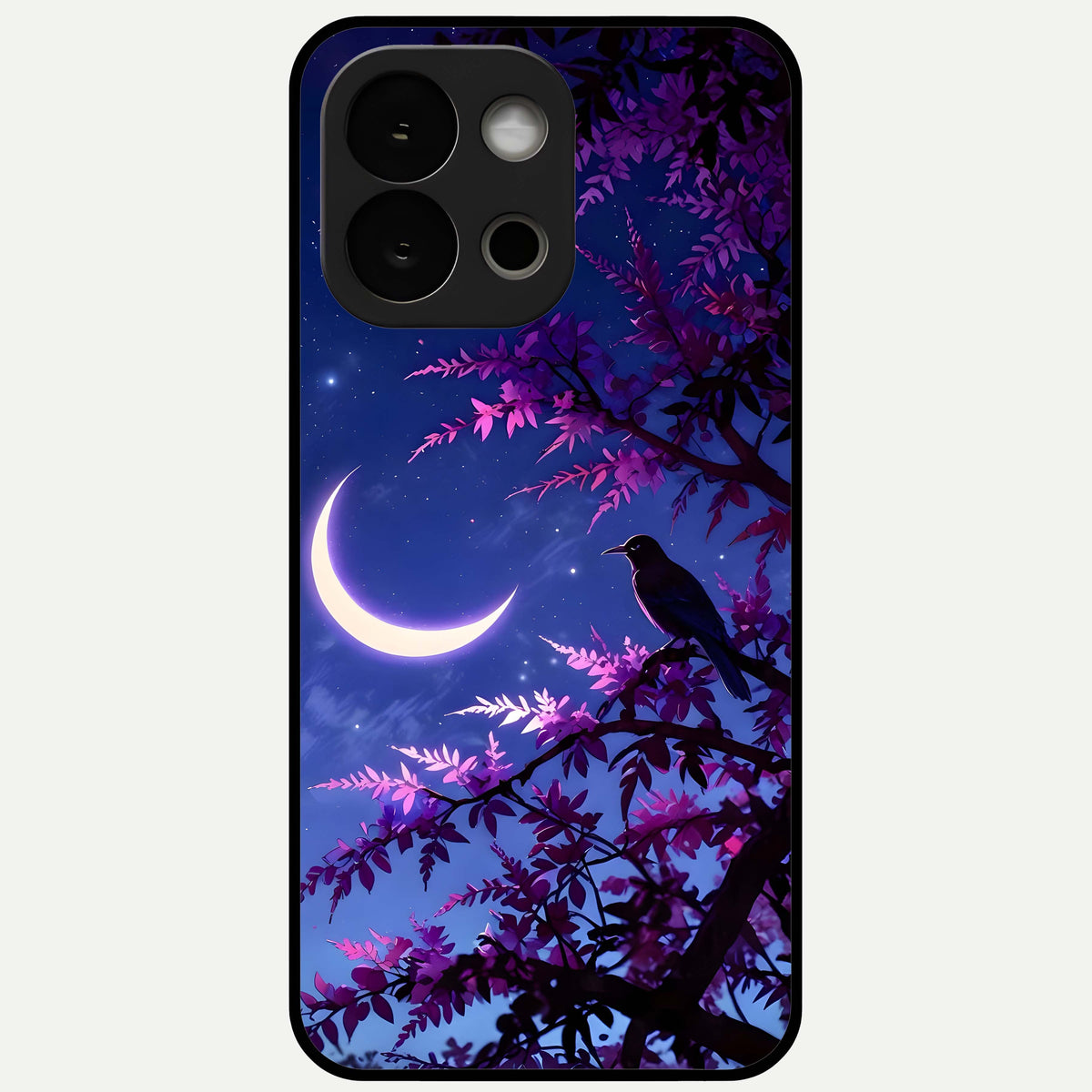  Crow And Moon Scenery Glass Case For OnePlus 13S back cover – full design glossy printed glass finish