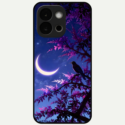  Crow And Moon Scenery Glass Case For OnePlus 13S back cover – full design glossy printed glass finish