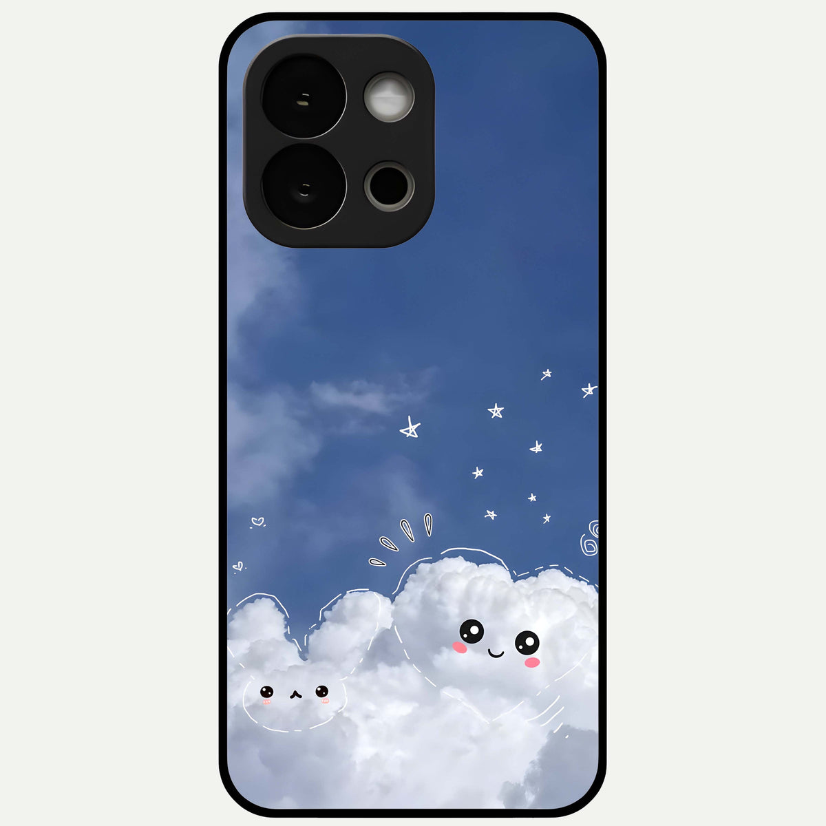  Cute Blossom Cloud Glass Case For OnePlus 13S back cover – full design glossy printed glass finish