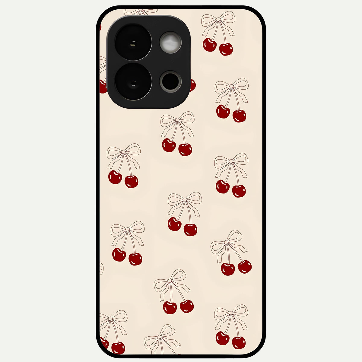 Cute Cherry Pattern Glass Case For OnePlus 13S back cover – full design glossy printed glass finish