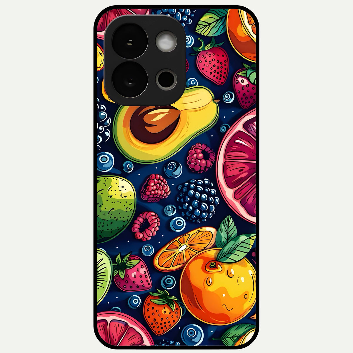  Cute Fruits Art Glass Case For OnePlus 13S back cover – full design glossy printed glass finish