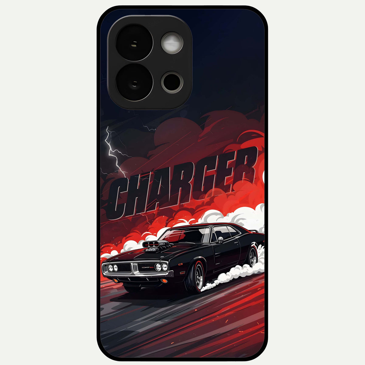  Dark Charger Fury Glass Case For OnePlus 13S back cover – full design glossy printed glass finish