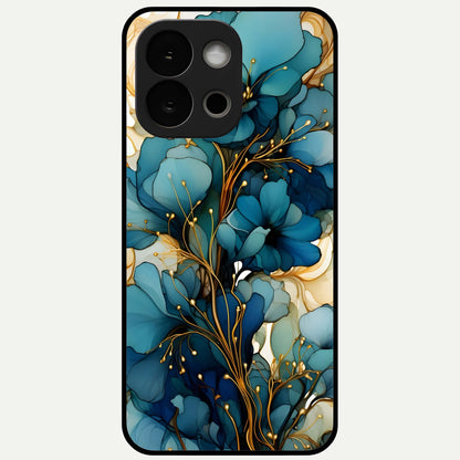  Golden Bloom Symphony Glass Case For OnePlus 13S back cover – full design glossy printed glass finish