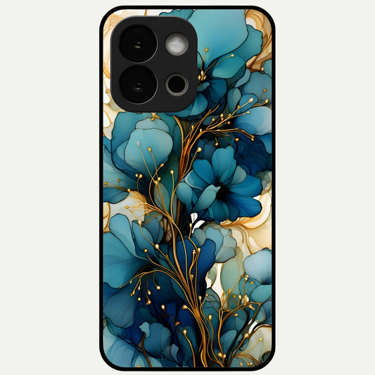  Golden Bloom Symphony Glass Case For OnePlus 13S back cover – full design glossy printed glass finish