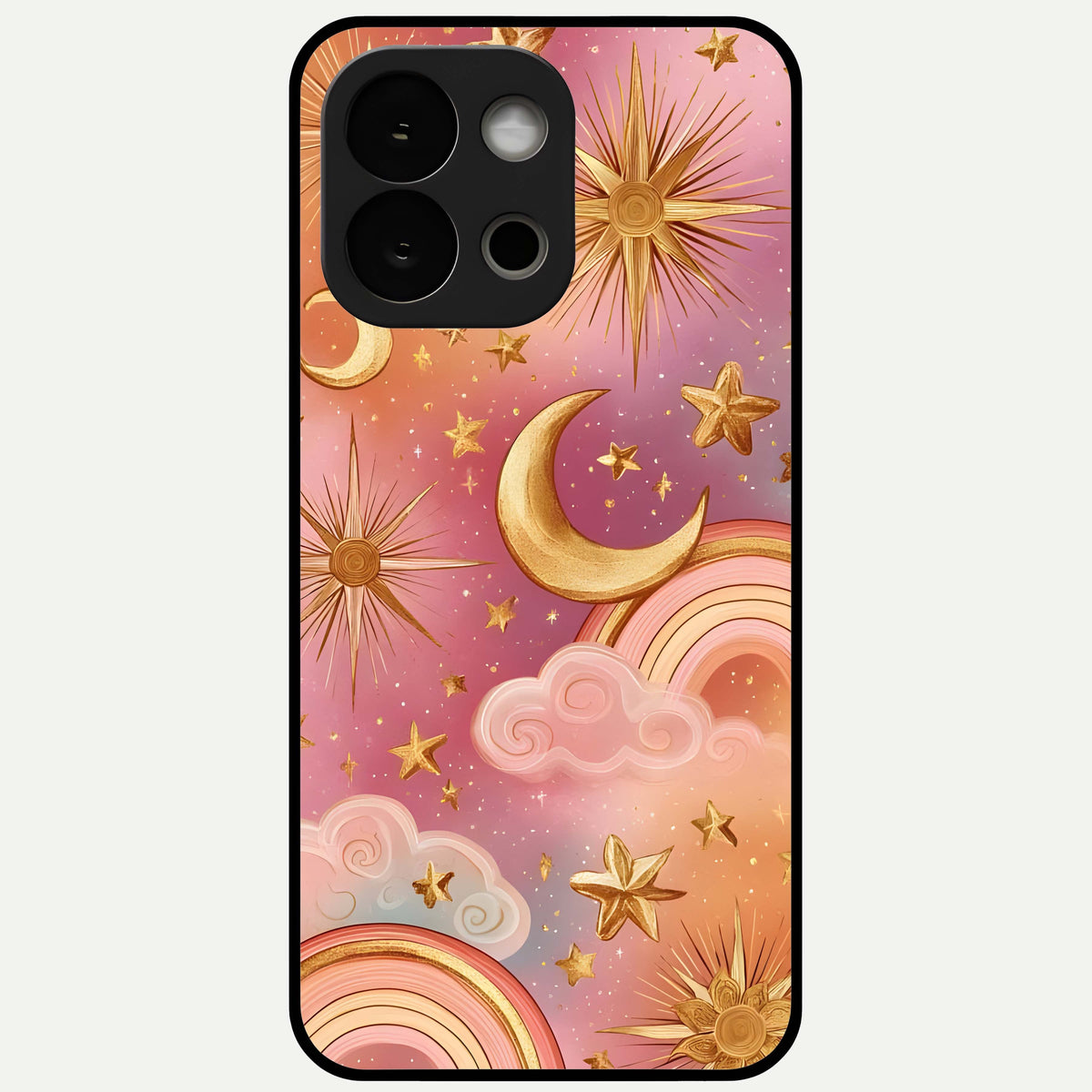  Golden Celestial Dreams Glass Case For OnePlus 13S back cover – full design glossy printed glass finish