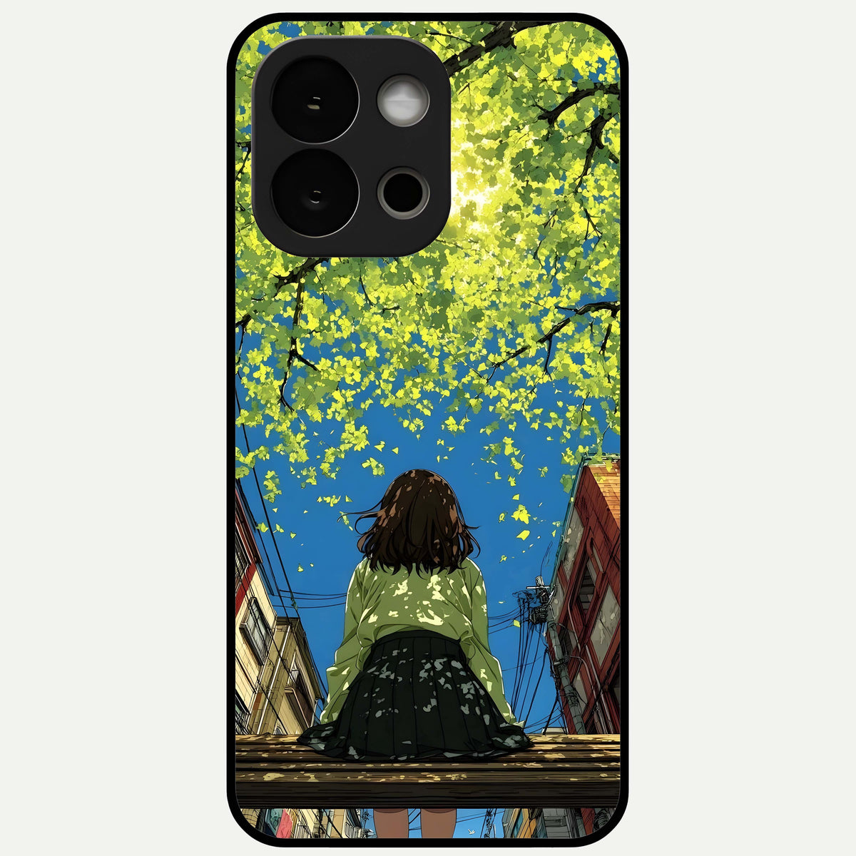  Golden Leaves Glow Glass Case For OnePlus 13S back cover – full design glossy printed glass finish