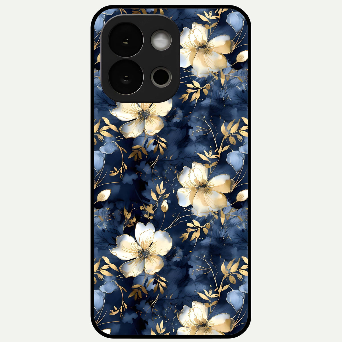  Golden Midnight Bloom Glass Case For OnePlus 13S back cover – full design glossy printed glass finish
