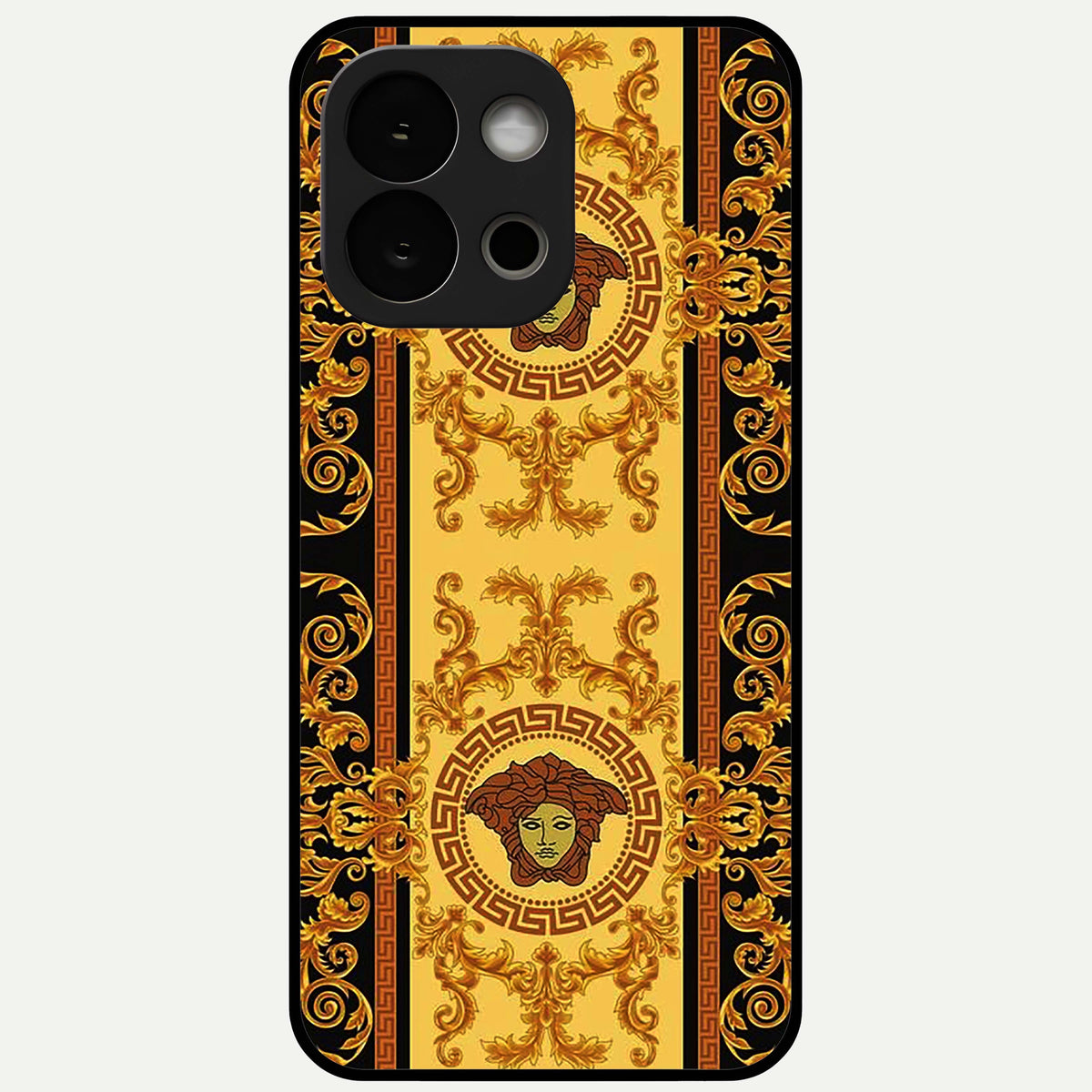  Golden Royal Heritage Glass Case For OnePlus 13S back cover – full design glossy printed glass finish