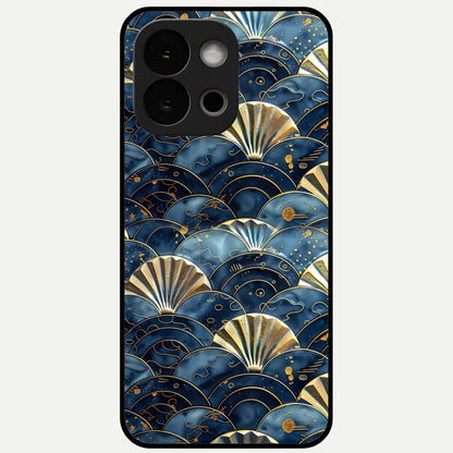  Golden Wave Luxe Glass Case For OnePlus 13S back cover – full design glossy printed glass finish