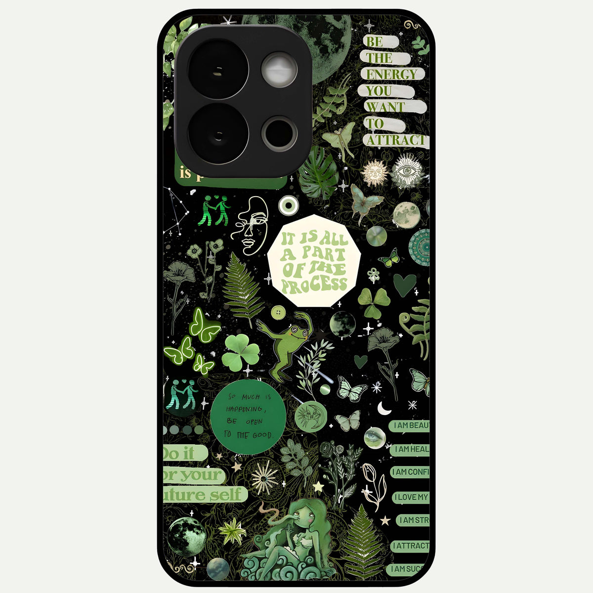  Green Mandala Pattern Glass Case For OnePlus 13S back cover – full design glossy printed glass finish