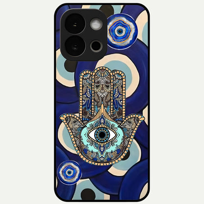  Hamsa Divine Guard Glass Case For OnePlus 13S back cover – full design glossy printed glass finish