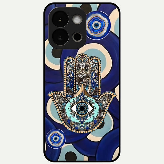  Hamsa Divine Guard Glass Case For OnePlus 13S back cover – full design glossy printed glass finish