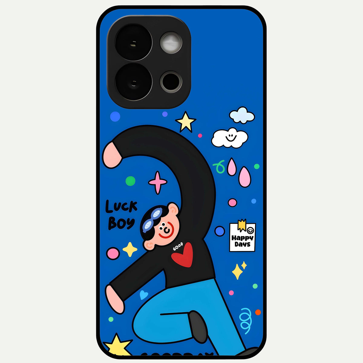  Happy Luck Vibe Glass Case For OnePlus 13S back cover – full design glossy printed glass finish