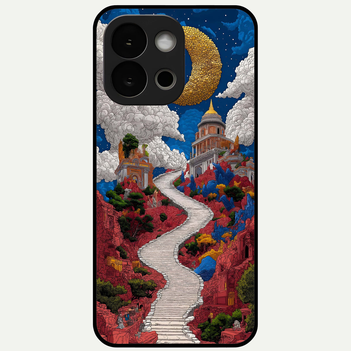  Heavenly Moon Path Glass Case For OnePlus 13S back cover – full design glossy printed glass finish