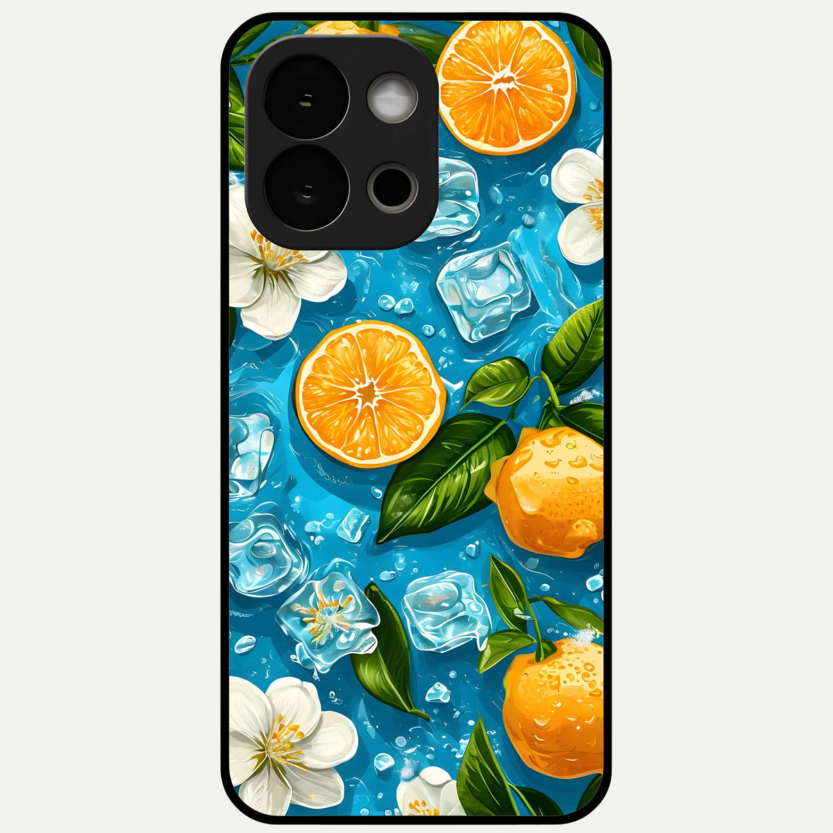  Ice Cube With Orange Glass Case For OnePlus 13S back cover – full design glossy printed glass finish
