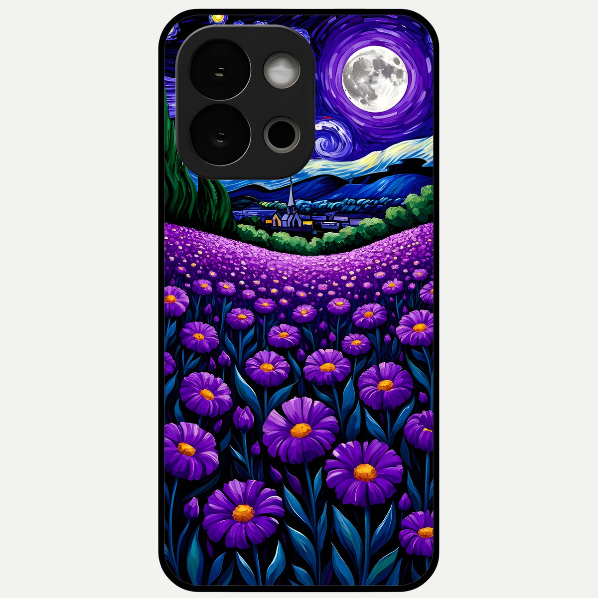  Lavender Moon Field Glass Case For OnePlus 13S back cover – full design glossy printed glass finish