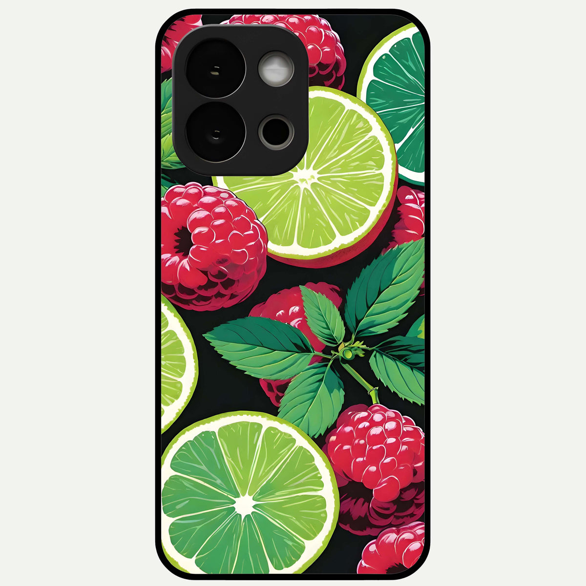  Lime and Raspberry Pattern Glass Case For OnePlus 13S back cover – full design glossy printed glass finish