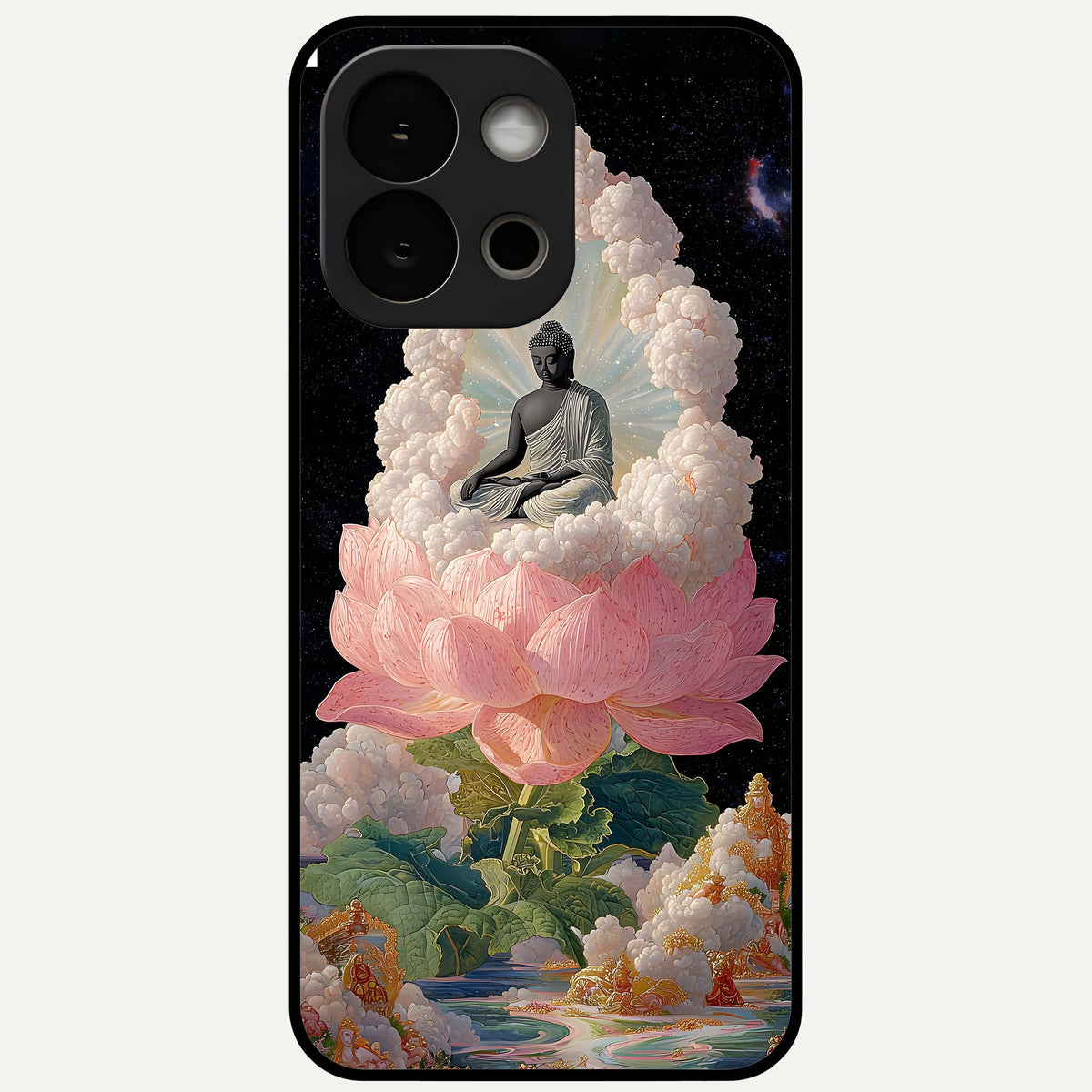  Lotus Divine Peace Glass Case For OnePlus 13S back cover – full design glossy printed glass finish