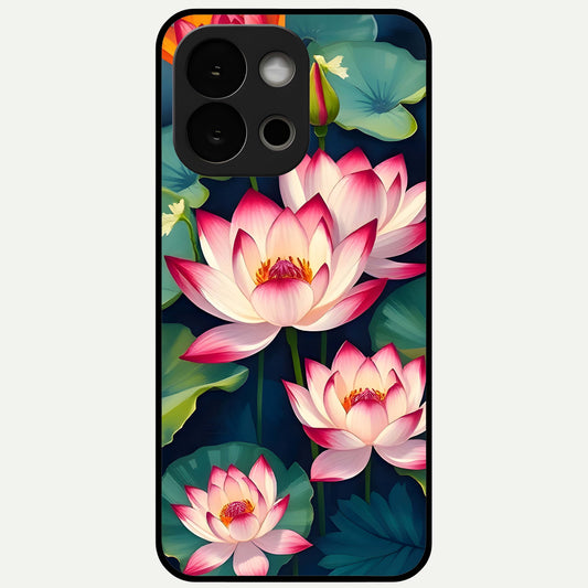  Lotus Dream Serenity Glass Case For OnePlus 13S back cover – full design glossy printed glass finish