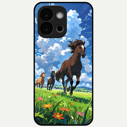  Majestic Horses Galloping Glass Case For OnePlus 13S back cover – full design glossy printed glass finish