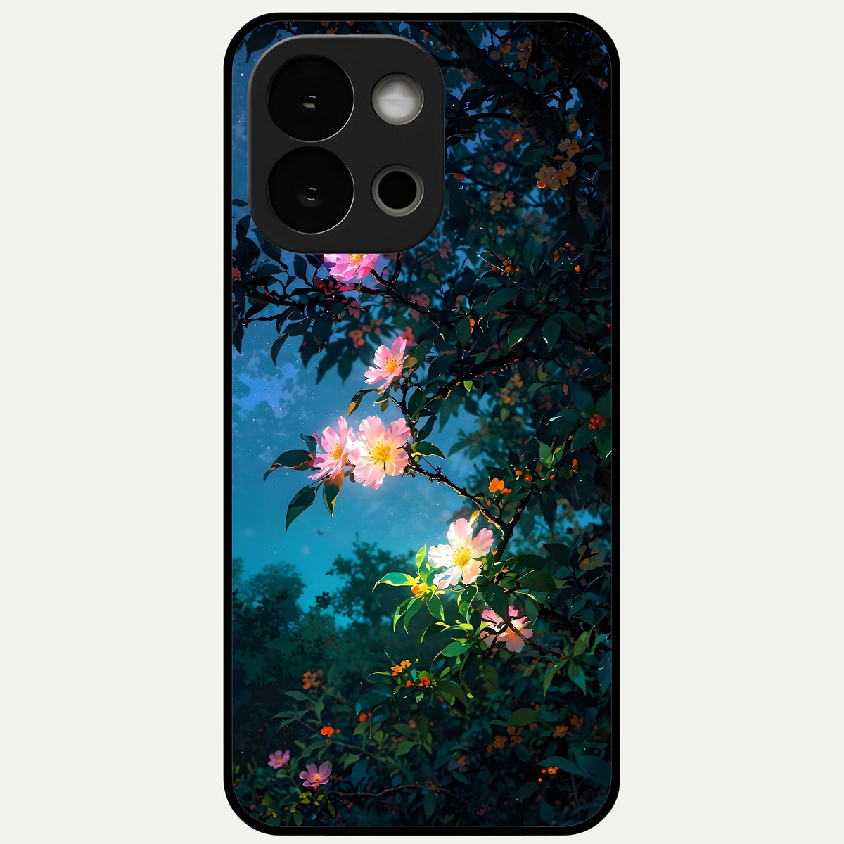  Midnight Bloom Glow Glass Case For OnePlus 13S back cover – full design glossy printed glass finish