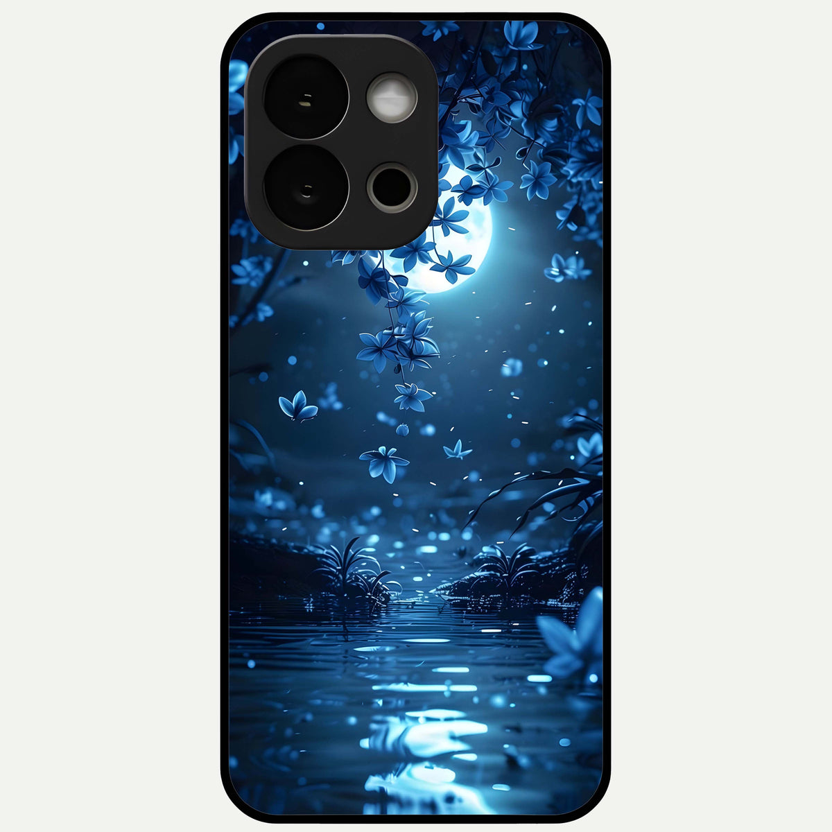  Moonlight Petal Dream Glass Case For OnePlus 13S back cover – full design glossy printed glass finish
