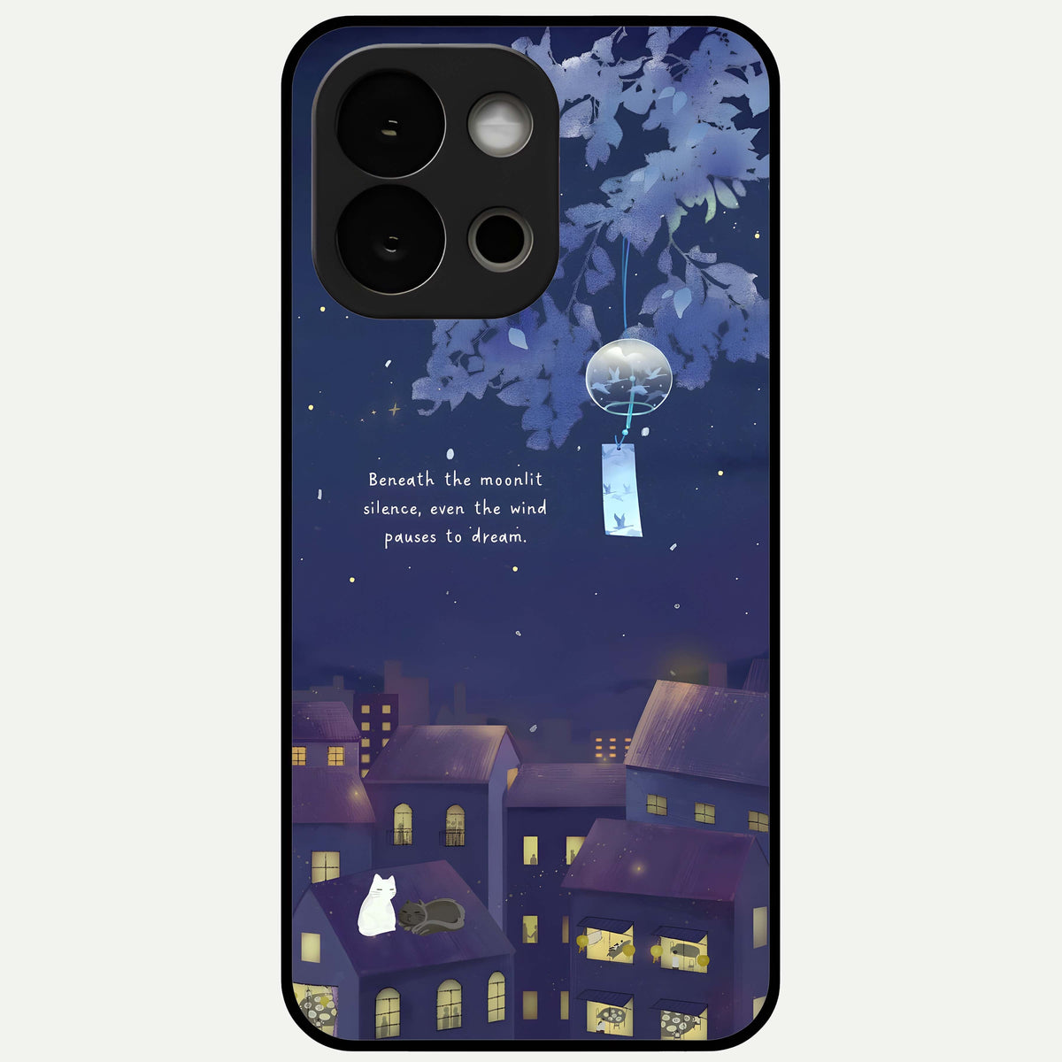  Moonlit Cat Silence Glass Case For OnePlus 13S back cover – full design glossy printed glass finish