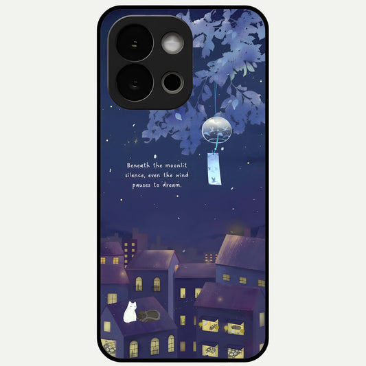  Moonlit Cat Silence Glass Case For OnePlus 13S back cover – full design glossy printed glass finish