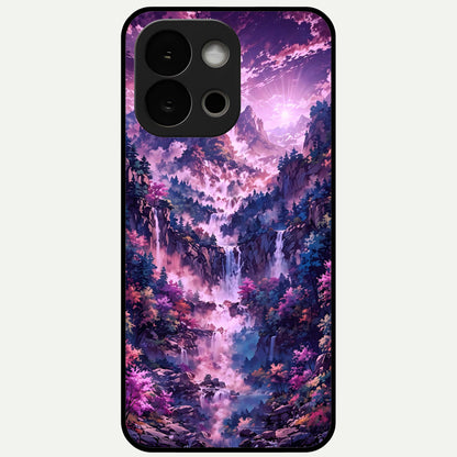  Mystic Cascade Peaks Glass Case For OnePlus 13S back cover – full design glossy printed glass finish